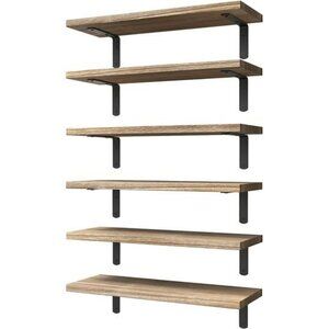 Wopitues Rustic Wood Floating Shelves Set Wall Storage Bathroom Bedroom Decor
